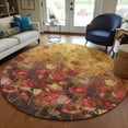 thumbnail image 1 of Addison Rugs Chantille Indoor/Outdoor Transitional Floral Gold Washable Round Rug, 8' x 8', 1 of 6