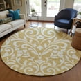 thumbnail image 1 of Addison Rugs Chantille Indoor/Outdoor Transitional Floral Gold Washable Round Rug, 8' x 8', 1 of 6