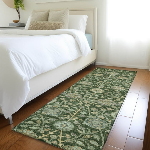 Addison Rugs Chantille Indoor/Outdoor Transitional Floral Green Washable Runner Rug, 2'3" x 7'6"
