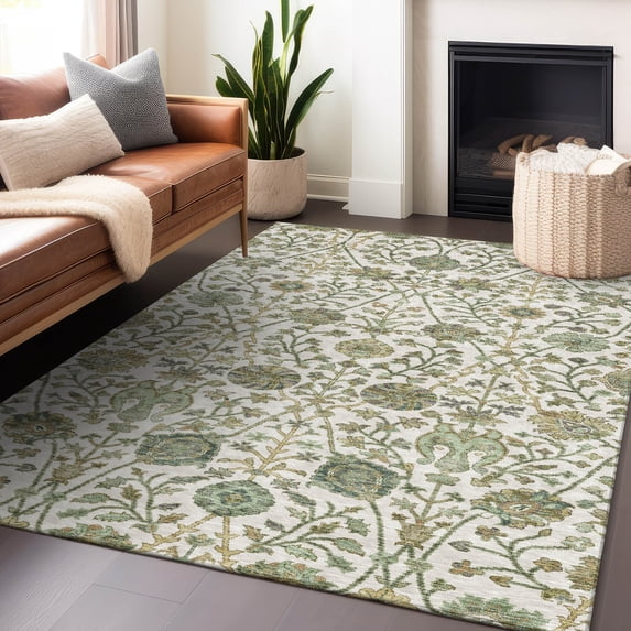 Addison Rugs Chantille Indoor/Outdoor Transitional Floral Ivory Washable Rectangle Rug, 2'6" x 3'10"