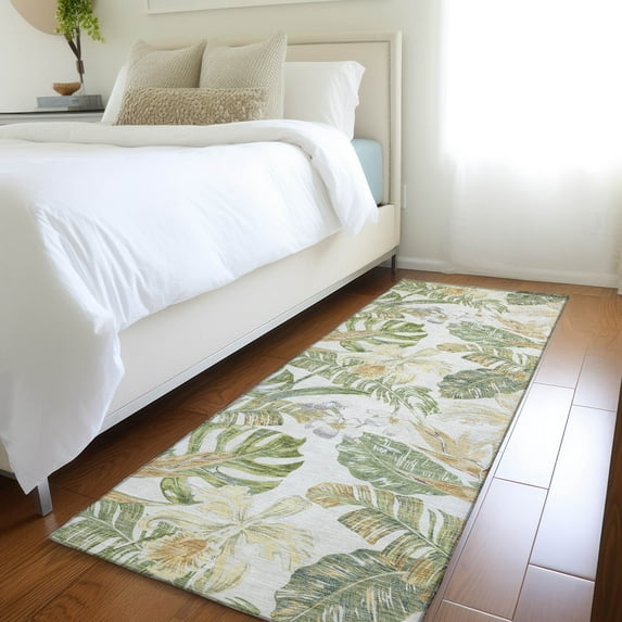 Addison Rugs Chantille Indoor/Outdoor Transitional Floral Ivory Washable Runner Rug, 2'3" x 7'6"