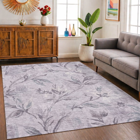 Addison Rugs Chantille Indoor/Outdoor Transitional Floral Lavender Machine Washable Rectangle Rug, 5' x 7'6"