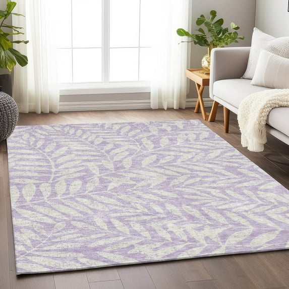 Addison Rugs Chantille Indoor/Outdoor Transitional Floral Lavender Washable Rectangle Rug, 8' x 10'