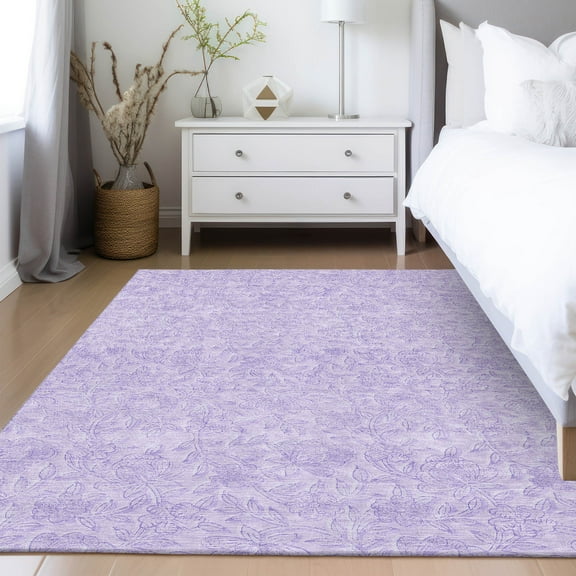 Addison Rugs Chantille Indoor/Outdoor Transitional Floral Lilac Washable Rectangle Rug, 5' x 7'6"