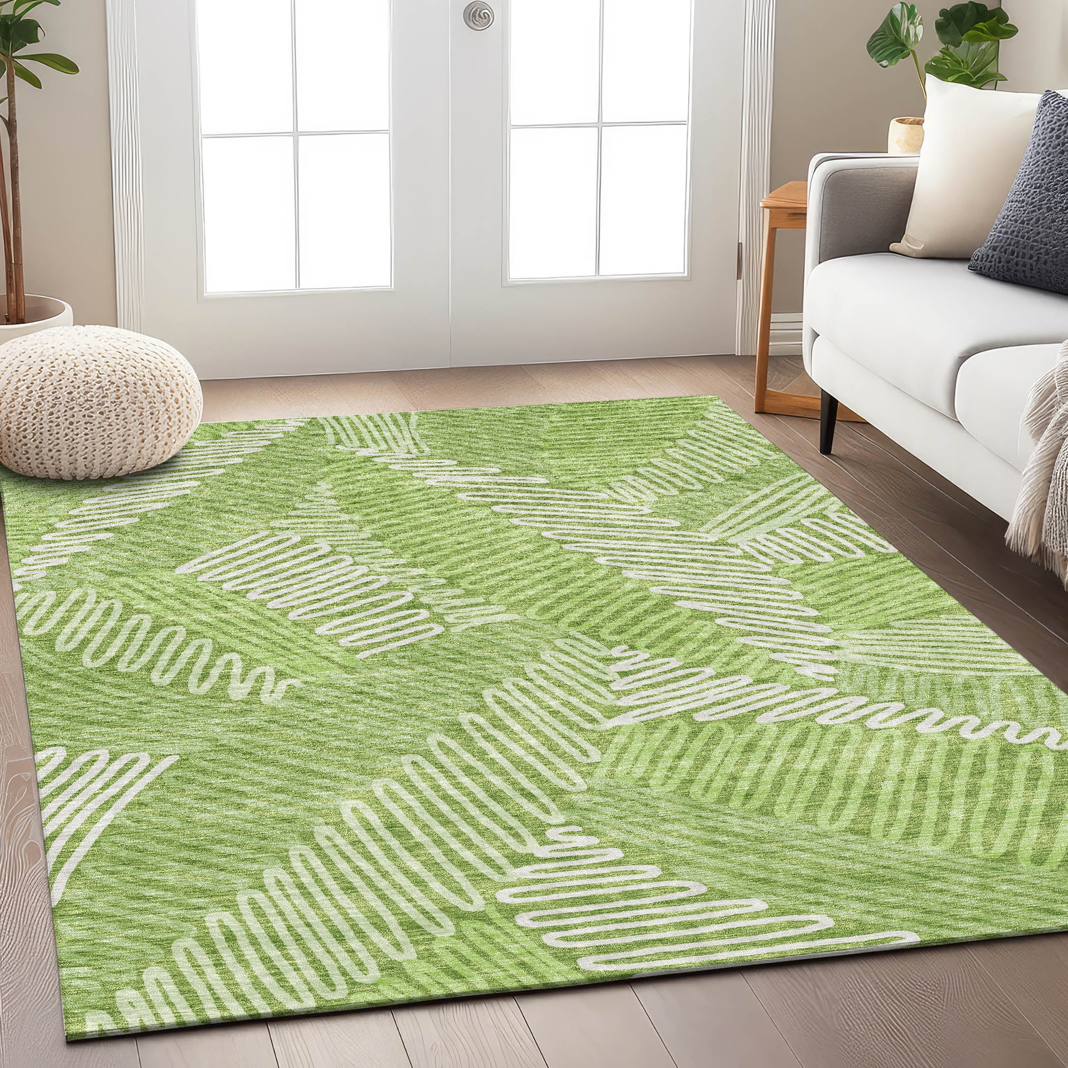 Addison Rugs Chantille Indoor/Outdoor Transitional Floral Lime Washable ...