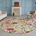 thumbnail image 1 of Addison Rugs Chantille Indoor/Outdoor Transitional Floral Linen Machine Washable Round Rug, 8' x 8', 1 of 8