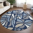 thumbnail image 1 of Addison Rugs Chantille Indoor/Outdoor Transitional Floral Navy Machine Washable Round Rug, 8' x 8', 1 of 7