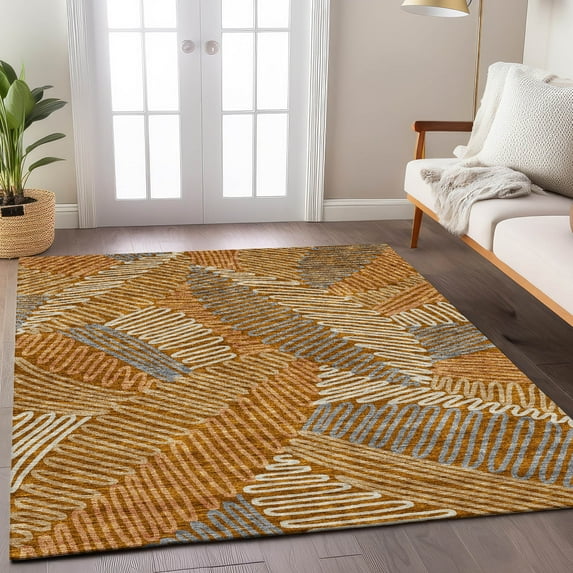 Addison Rugs Chantille Indoor/Outdoor Transitional Floral Paprika Washable Rectangle Rug, 3' x 5'