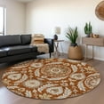 thumbnail image 1 of Addison Rugs Chantille Indoor/Outdoor Transitional Floral Paprika Washable Round Rug, 8' x 8', 1 of 6