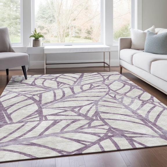 Addison Rugs Chantille Indoor/Outdoor Transitional Floral Purple Washable Rectangle Rug, 5' x 7'6"
