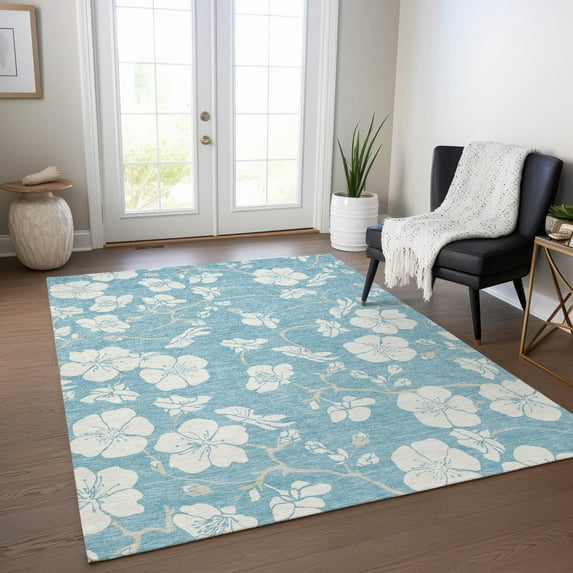 Addison Rugs Chantille Indoor/Outdoor Transitional Floral Sky Washable Rectangle Rug, 8' x 10'