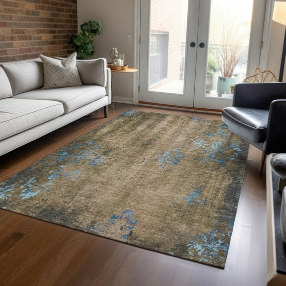 Addison Rugs Chantille Indoor/Outdoor Transitional Floral Taupe Machine Washable Rectangle Rug, 2'6" x 3'10"