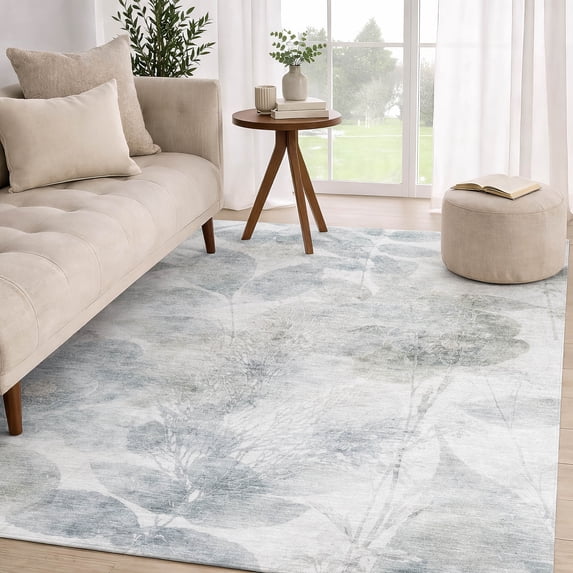 Addison Rugs Chantille Indoor/Outdoor Transitional Floral Taupe Machine Washable Rectangle Rug, 5' x 7'6"
