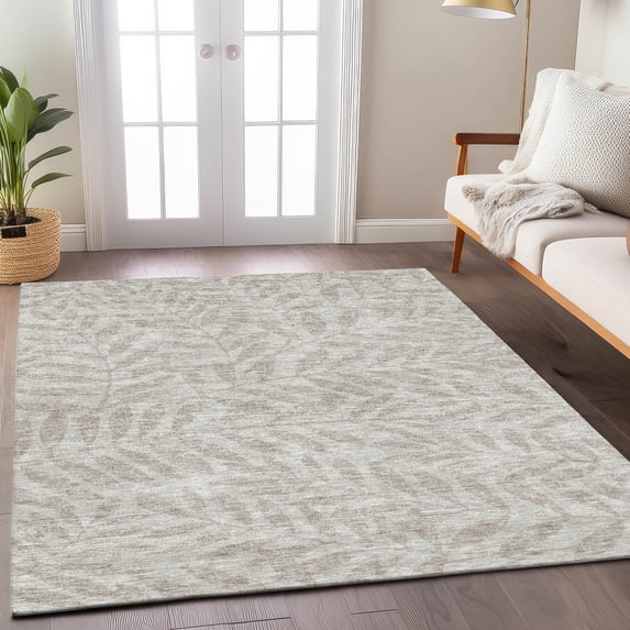 Addison Rugs Chantille Indoor/Outdoor Transitional Floral Taupe Washable Rectangle Rug, 3' x 5'