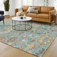 thumbnail image 1 of Addison Rugs Chantille Indoor/Outdoor Transitional Floral Teal Machine Washable Rectangle Rug, 5' x 7'6", 1 of 8