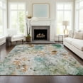 thumbnail image 1 of Addison Rugs Chantille Indoor/Outdoor Transitional Floral Teal Washable Rectangle Rug, 9' x 12', 1 of 6