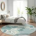 thumbnail image 1 of Addison Rugs Chantille Indoor/Outdoor Transitional Floral Teal Washable Round Rug, 8' x 8', 1 of 6