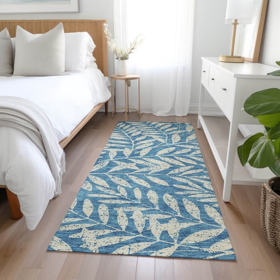 Addison Rugs Chantille Indoor/Outdoor Transitional Floral Teal Washable Runner Rug, 2'3" x 7'6"