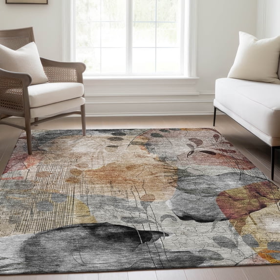 Addison Rugs Chantille Indoor/Outdoor Transitional Floral Terracotta Washable Rectangle Rug, 3' x 5'