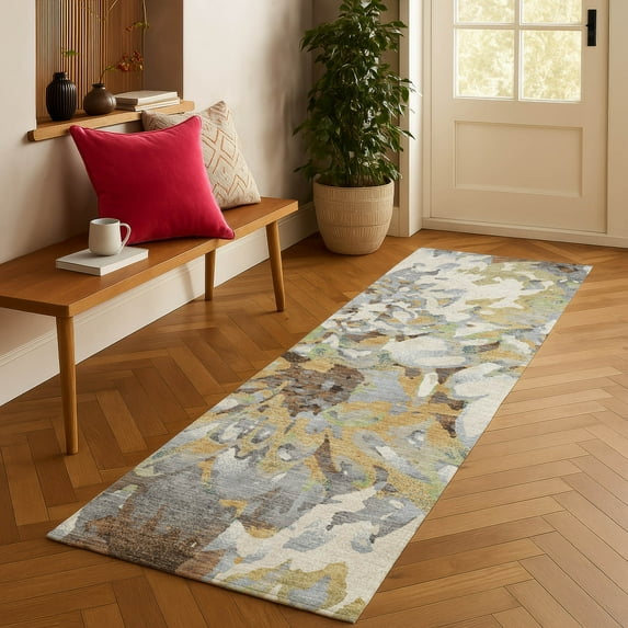 Addison Rugs Chantille Indoor/Outdoor Transitional Floral Wheat Machine Washable Runner Rug, 2'3" x 7'6"