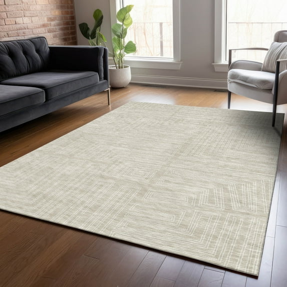 Addison Rugs Chantille Indoor/Outdoor Transitional Geometric, Abstract Beige Washable Rectangle Rug, 10' x 14'