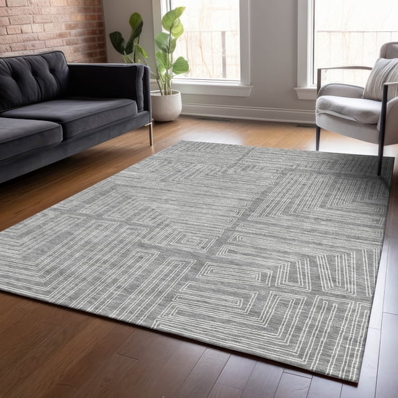 Addison Rugs Chantille Indoor/Outdoor Transitional Geometric, Abstract Gray Washable Rectangle Rug, 2'6" x 3'10"