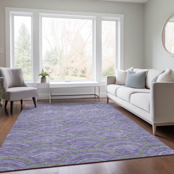 Addison Rugs Chantille Indoor/Outdoor Transitional Geometric, Abstract Lavender Washable Rectangle Rug, 3' x 5'