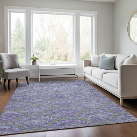 Addison Rugs Chantille Indoor/Outdoor Transitional Geometric, Abstract Lavender Washable Rectangle Rug, 8' x 10'