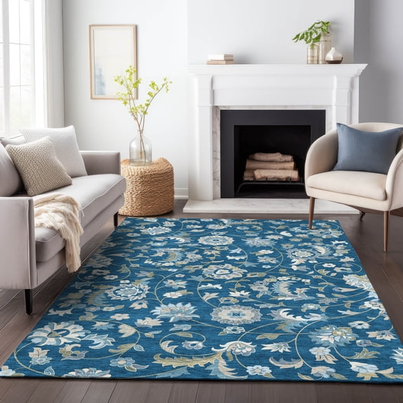 Addison Rugs Chantille Indoor/Outdoor Transitional Geometric, Abstract Navy Washable Rectangle Rug, 2'6" x 3'10"