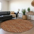 thumbnail image 1 of Addison Rugs Chantille Indoor/Outdoor Transitional Geometric, Abstract Paprika Washable Round Rug, 8' x 8', 1 of 6