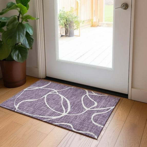 Addison Rugs Chantille Indoor/Outdoor Transitional Geometric, Abstract Purple Washable Rectangle Rug, 1'8" x 2'6"