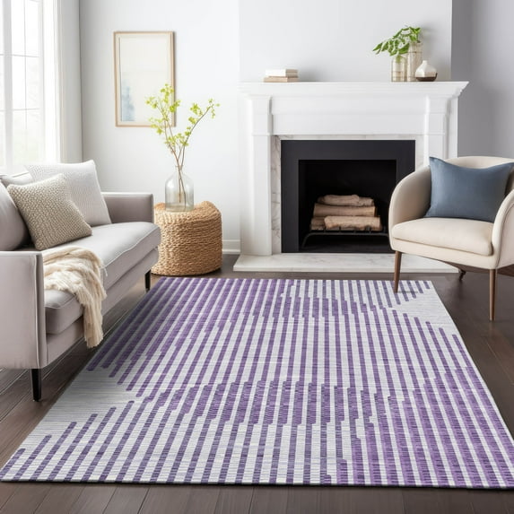 Addison Rugs Chantille Indoor/Outdoor Transitional Geometric, Abstract Purple Washable Rectangle Rug, 9' x 12'