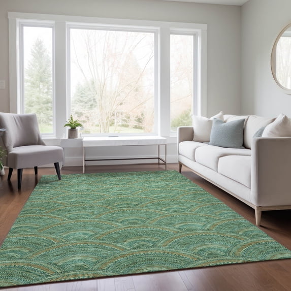 Addison Rugs Chantille Indoor/Outdoor Transitional Geometric, Abstract Sage Washable Rectangle Rug, 9' x 12'