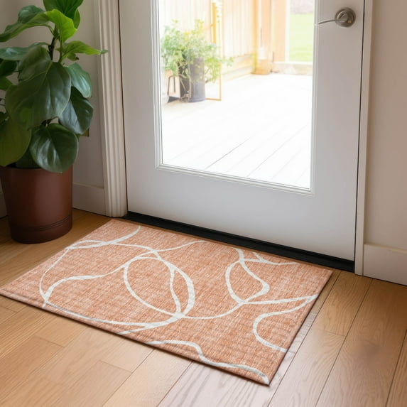 Addison Rugs Chantille Indoor/Outdoor Transitional Geometric, Abstract Salmon Washable Rectangle Rug, 1'8" x 2'6"
