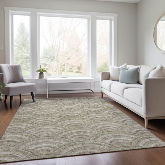 Addison Rugs Chantille Indoor/Outdoor Transitional Geometric, Abstract Taupe Washable Rectangle Rug, 8' x 10'