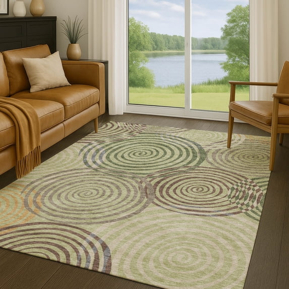 Addison Rugs Chantille Indoor/Outdoor Transitional Geometric Aloe Machine Washable Rectangle Rug, 10' x 14'