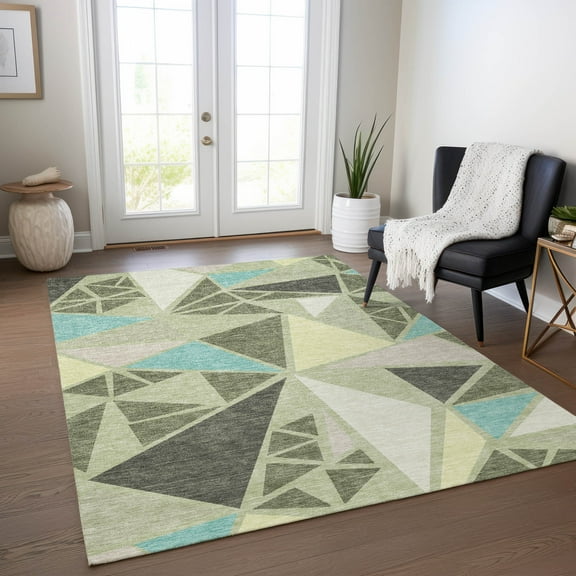 Addison Rugs Chantille Indoor/Outdoor Transitional Geometric Aloe Washable Rectangle Rug, 10' x 14'