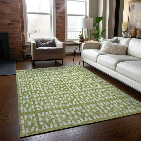 Addison Rugs Chantille Indoor/Outdoor Transitional Geometric Aloe Washable Rectangle Rug, 8' x 10'