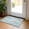 thumbnail image 1 of Addison Rugs Chantille Indoor/Outdoor Transitional Geometric Aqua Washable Rectangle Rug, 1'8" x 2'6", 1 of 6