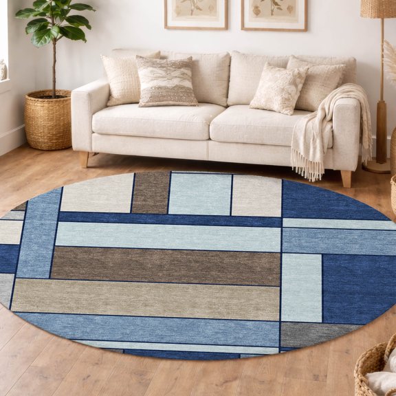 Addison Rugs Chantille Indoor/Outdoor Transitional Geometric Baltic Machine Washable Round Rug, 8' x 8'