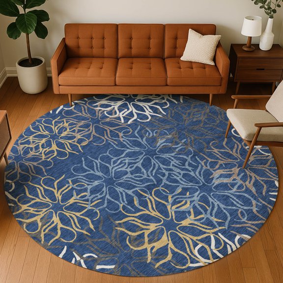 Addison Rugs Chantille Indoor/Outdoor Transitional Geometric Baltic Machine Washable Round Rug, 8' x 8'