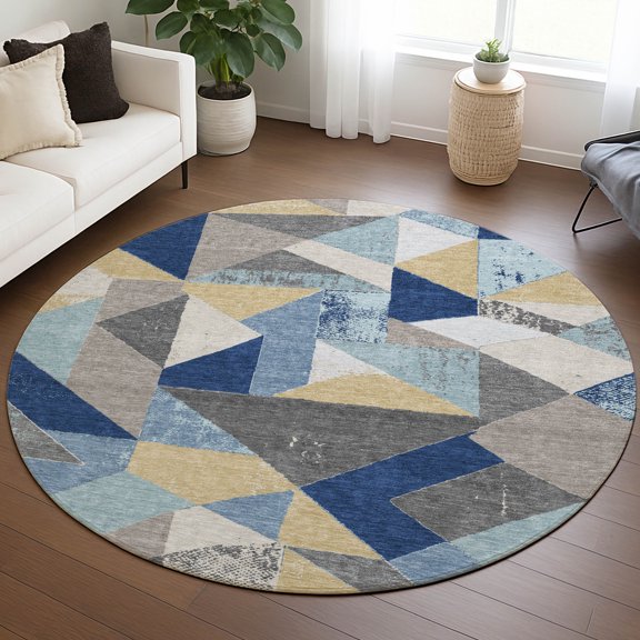 Addison Rugs Chantille Indoor/Outdoor Transitional Geometric Baltic Machine Washable Round Rug, 8' x 8'