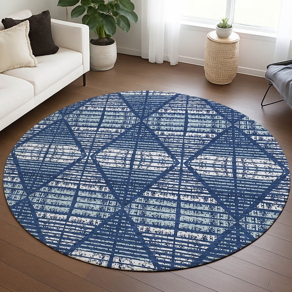 Addison Rugs Chantille Indoor/Outdoor Transitional Geometric Baltic Machine Washable Round Rug, 8' x 8'