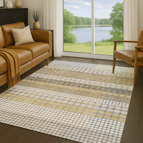 Addison Rugs Chantille Indoor/Outdoor Transitional Geometric Beige Machine Washable Rectangle Rug, 10' x 14'