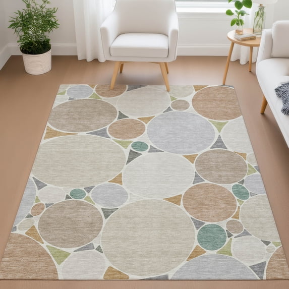 Addison Rugs Chantille Indoor/Outdoor Transitional Geometric Beige Machine Washable Rectangle Rug, 10' x 14'