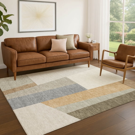 Addison Rugs Chantille Indoor/Outdoor Transitional Geometric Beige Machine Washable Rectangle Rug, 10' x 14'