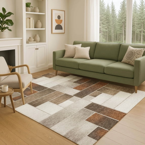 Addison Rugs Chantille Indoor/Outdoor Transitional Geometric Beige Machine Washable Rectangle Rug, 10' x 14'