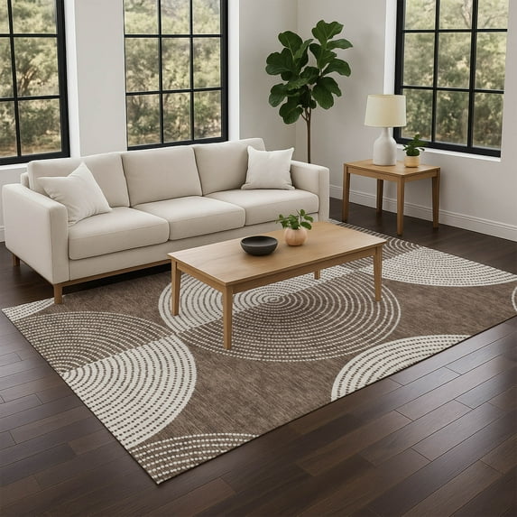 Addison Rugs Chantille Indoor/Outdoor Transitional Geometric Beige Machine Washable Rectangle Rug, 5' x 7'6"