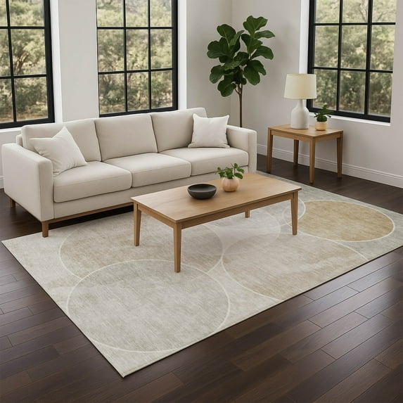 Addison Rugs Chantille Indoor/Outdoor Transitional Geometric Beige Machine Washable Rectangle Rug, 8' x 10'