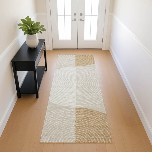 Addison Rugs Chantille Indoor/Outdoor Transitional Geometric Beige Machine Washable Runner Rug, 2'3" x 7'6"